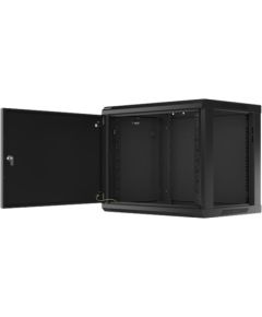 Lanberg Rack cabinet 19" wall-mount 9U/600x450 for self-assembly with metal door (flat pack) WF01-6409-00B Black