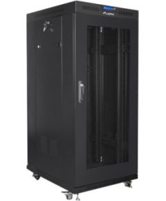 Lanberg Rack cabinet 19" free-standing 22U/800x800 (flat pack) with glass door, LCD FF01-8822-23BL Black