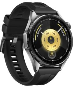 Huawei   Watch GT6 46mm Stainless Steel Case with Black Fluoroelastomer Strap Black
