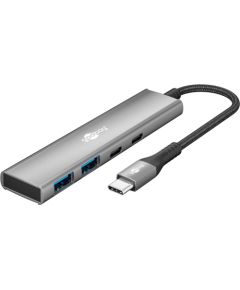 Goobay 76563 Slim 4-Port USB-Hub, USB-C™ auf USB-C™/USB-A, 5 Gbit/s, Grey Goobay