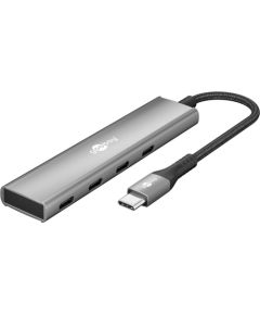 Goobay 76564 Slim 4-Port USB-Hub, USB-C™ auf USB-C™, 5 Gbit/s, Grey Goobay