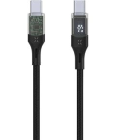 Fixed Cable USB-C/USB-C with display, PD support, 2m, USB 2.0, 100W FIXDD-CC2-BK
