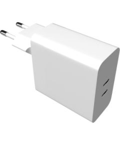 Fixed Dual USB-C Mains Charger, PD support, 65W