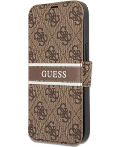 GUBKP13L4GDBR Guess PU 4G Printed Stripe Book Case for iPhone 13 Pro Brown