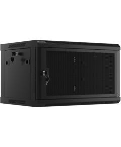 Lanberg Rack cabinet 19" wall-mount 6U/600x450 with perforated door (flat pack) WF01-6406-23B Black