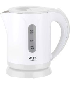 Adler Kettle AD 1371w Electric 850 W 0.8 L Stainless steel/Polypropylene 360° rotational base White