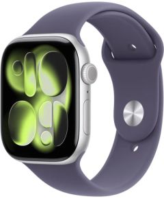 Apple Watch Series 11 GPS 46mm Silver Aluminium Case with Purple Fog Sport Band - S/M