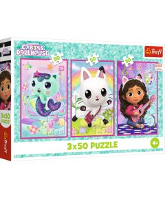 TREFL GABBY´S DOLLHOUSE Pužļu komplekts Iepazīsties ar Gabiju un kaķiem, 3x50 gab.