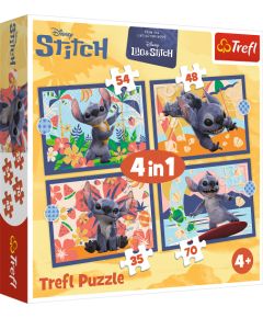 TREFL DISNEY STITCH Комплект пазлов 4в1 Отпуск на Гавайях