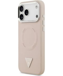Guess Apple  Phone 17 Pro PU Leather Triangle Logo MagSafe Case Pink
