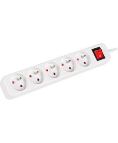Lanberg Cable Power Strip, 5X French Outlets with Switch, Quality-Grade Copper, 1.5 m PS1-05E-0150-W