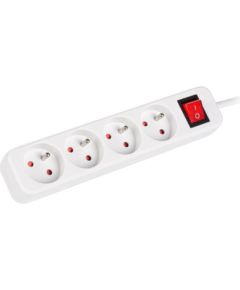 Lanberg Cable Power Strip, 4X French Outlets with Switch, Quality-Grade Copper, 1.5 m PS1-04E-0150-W