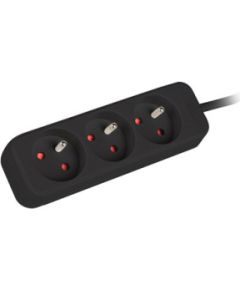 Lanberg Cable Power Strip, 3X French Outlets Quality-Grade Copper, 1.5 m PS0-03E-0150-BK