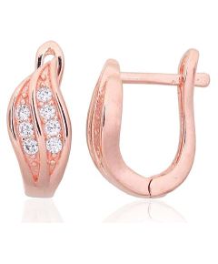 Серебряные серьги на английском замке #2203850(PAu-R)_CZ, Серебро 925°, красное золото (покрытие), Цирконы, 2.7 гр.