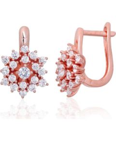 Серебряные серьги на английском замке #2203849(PAu-R)_CZ, Серебро 925°, красное золото (покрытие), Цирконы, 5.9 гр.