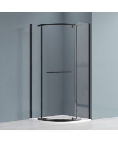 dušas stūris Jandis, 900x900 mm, h=1950, r=550, melns/caurspīdīgs stikls