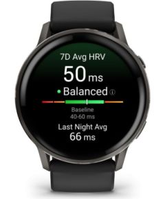 Garmin   Venu 4 - 45mm, Slate with Black Silicone Band sports watch