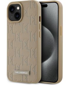 Karl Lagerfeld Apple  Karl Lagerfeld PU Leather Monogram Metal Logo MagSafe Case for iPhone 15 Beige