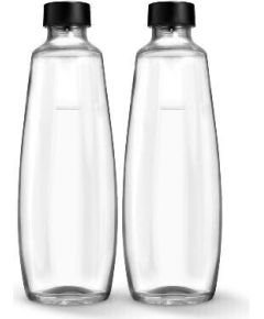 SodaStream glass bottle DUO  1 liter  pack of 2  jug (transparent/black  for DUO bubbler)