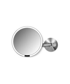 Simplehuman Sensor s LED osvětlením, 5x zvětšení - Síťové kosmetické zrcátko na zeď Matná nerez ocel
