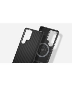 Samsung Spigen Enzo Aramīda magnēta futrālis Galaxy S25 Ultra melns un sudraba krāsā