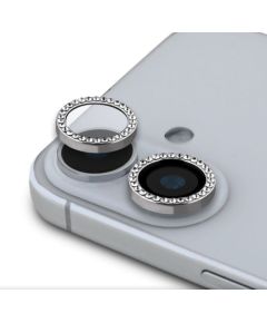 Guess Apple  iPhone 16/16 Plus Fixed Glliter Protective Lens Silver