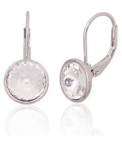 Серебряные серьги на английском замке #2204267(PRh-Gr)_SV, Серебро 925°, родий (покрытие), Кристаллы, 2.8 гр.