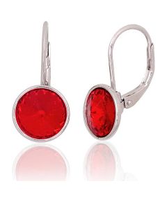 Серебряные серьги на английском замке #2204267(PRh-Gr)_SV-R, Серебро 925°, родий (покрытие), Кристаллы, 2.8 гр.