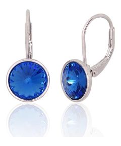 Серебряные серьги на английском замке #2204267(PRh-Gr)_SV-B, Серебро 925°, родий (покрытие), Кристаллы, 2.8 гр.