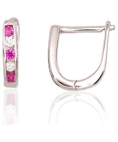 Серебряные серьги на английском замке #2202950(PRh-Gr)_CZ+CZ-RO, Серебро 925°, родий (покрытие), Цирконы, 1.1 гр.