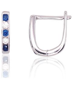 Серебряные серьги на английском замке #2202950(PRh-Gr)_CZ+CZ-B, Серебро 925°, родий (покрытие), Цирконы, 1.1 гр.