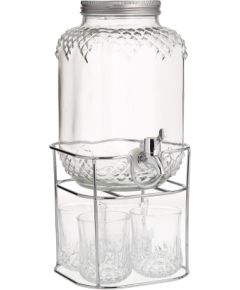 Glass jar +4glasses PARTY SET 4L, with a stand