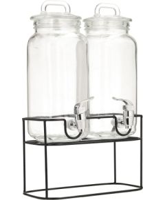 Glass jar TWIN 2x2,3L, with a stand