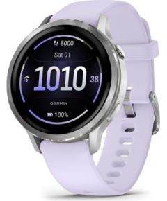 Garmin   Venu 4 - 41mm, Silver with Periwinkle Silicone Band sports watch