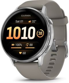 Garmin   Venu 4 - 45mm, Silver with Silver Gray Silicone Band sports watch