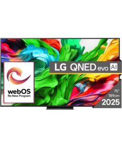 TV Set LG 75" 4K/Smart 3840x2160 Wireless LAN Bluetooth webOS Black 75QNED86A3A Televizori