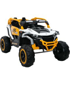 Lean Cars M3 Yellow and White Battery-Powered Vehicle 4x4