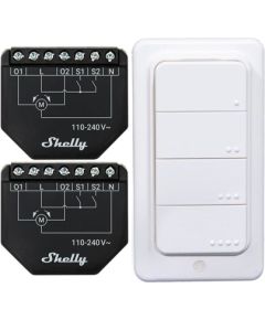 Set of 2 Blind/curtain WiFi controllers Shelly Shutter + BLU RC Button 4 Viedie slēdži