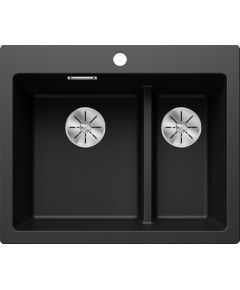 Blanco PLEON 6 Split SILG PDUR Black InFino O.AF Virtuves izlietnes