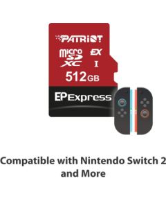 Patriot EP Micro SDXC Express 512GB 800/600 MB/s U3 Atmiņas kartes micro SD SDHC