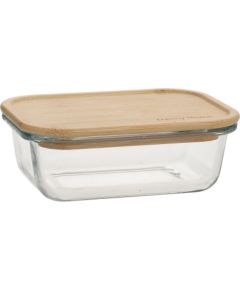 Bowl BOXY 14,5x10,5xH4,8cm 370ml, glass, bamboo