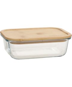 Bowl BOXY 17x12,6xH5,3cm 640ml, glass, bamboo