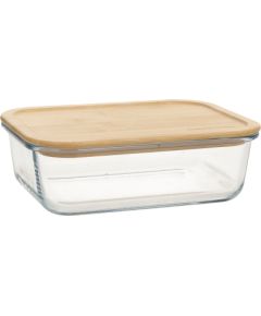 Bowl BOXY 22x16,4xH6,7cm 1500ml, glass, bamboo