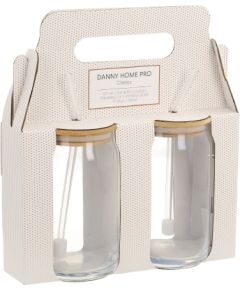 Drinking glasses CLASSIC 2pcs 500ml, with lid and glass straw