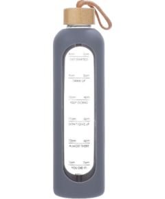 Drinking bottle GLASS H28cm 1L, glass, grey