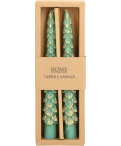 Antique candle CAROLS 2pcs 20cm green spruce