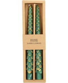 Antique candle CAROLS 2pcs 25cm green spruce