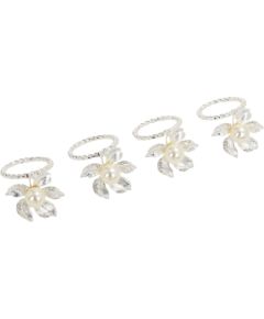 Napkin rings GLAMOR 4pcs, pearl/flower