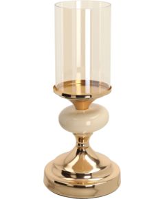 Candlestick LAUDRE D11xH25cm, white/gold