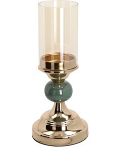 Candlestick LAUDRE D11xH25cm, green/gold